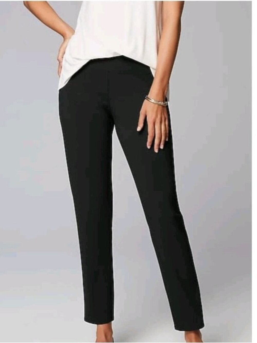 J. Jill Wearever Smooth-Fit Slim-Leg Pants Pull On Black Large Tall NWT